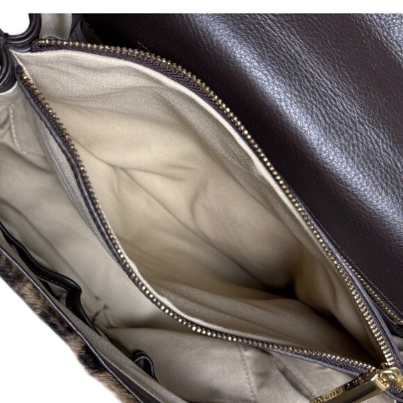 Tory Burch Snakeskin Calf Hair Shoulder Bag Tortoise Chain Mirror Clutch Rare - Picture 9 of 16